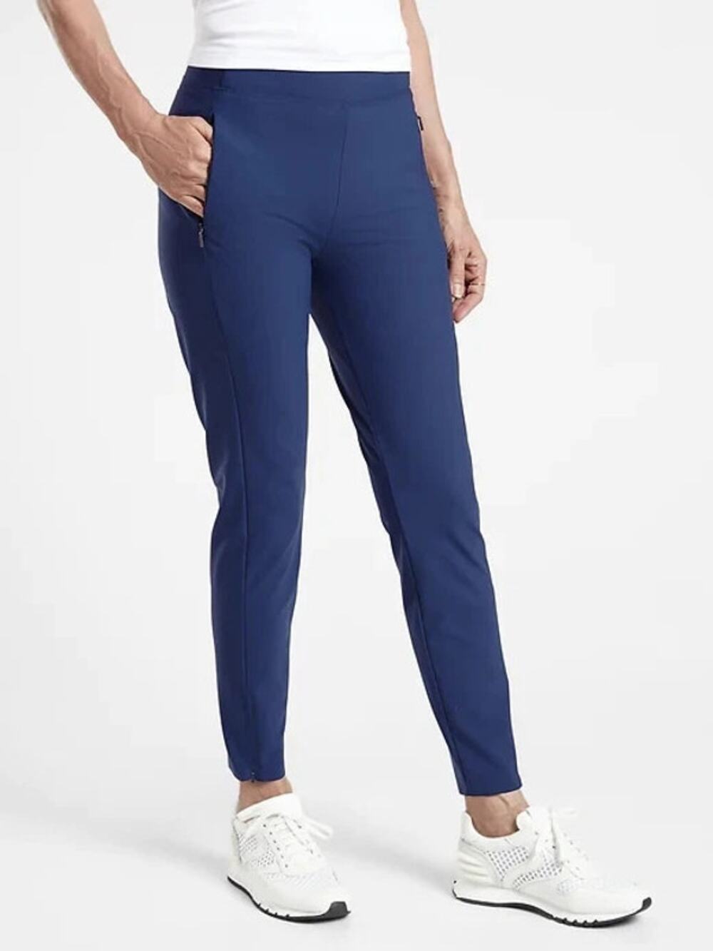 Athleta Stellar Leggings, 2 Zip, 2 Stash Pockets, Zip Ankles Elastic Waist Sz 4P